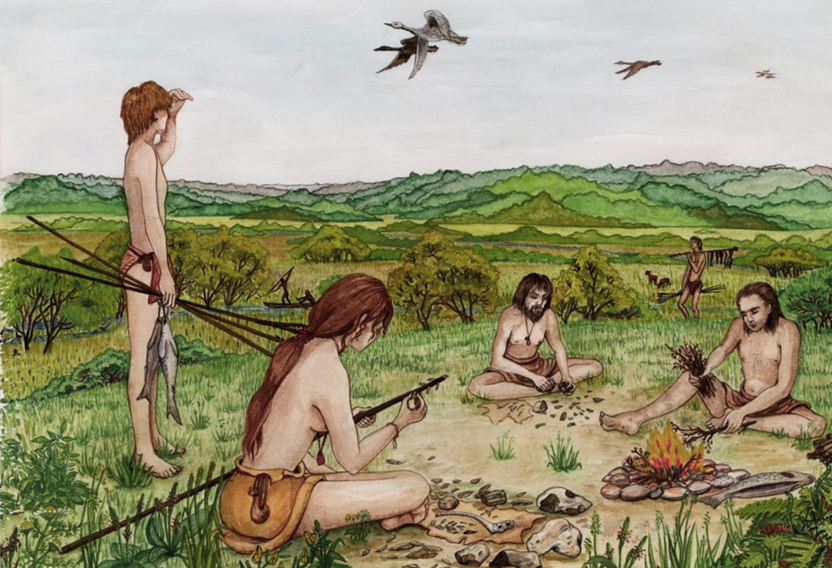 Illustratie van Mesolithisch kamp