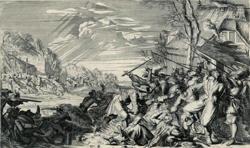 Wreedheden in een dorp, 1672, een prent van Romeyn de Hooghe, 1673 (Collectie: Rijksmuseum)