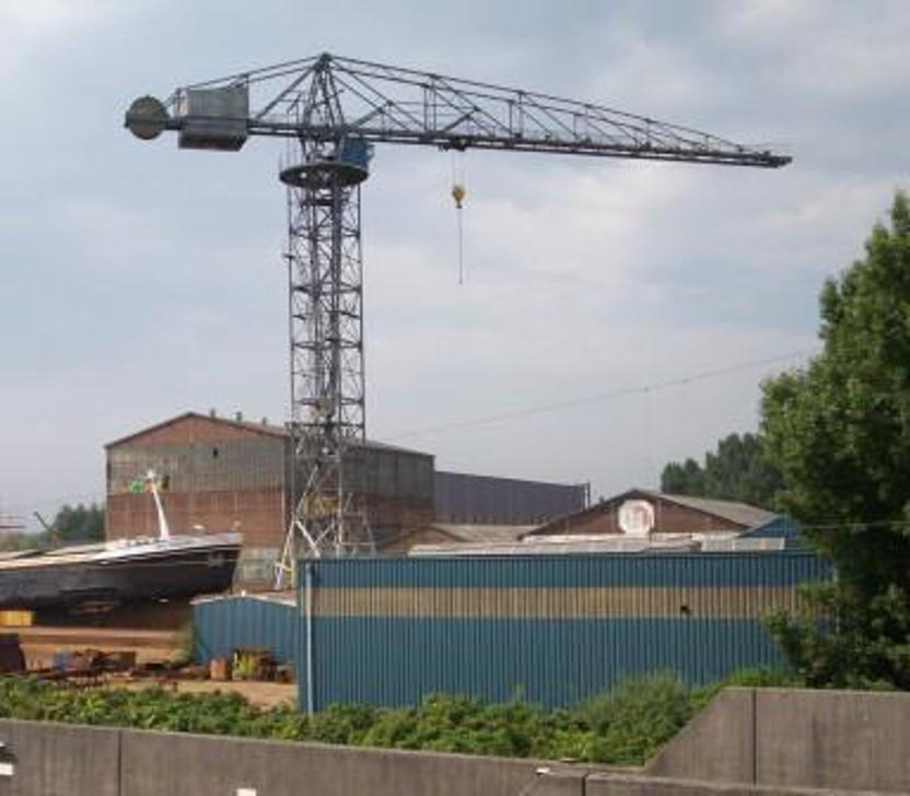 De gesloopte kraan van scheepswerf de Noord in Alblasserdam. Hans van Oosten heeft onder meer op deze kraan gewerkt. 