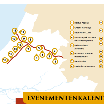 Kaarte met alle deelnemende locaties langs de Limes in Zuid-Holland
