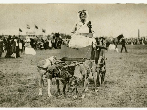 Houtrust; Nationaal-Historische optocht ter herdenking van 100 jaar onafhankelijkheid; op de voorgrond een hondenkar (Foto: Couvée, M.M. , Collectie Haags Gemeentearchief)