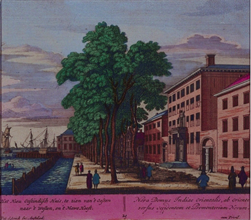Westelijk eind van de Boompjes, met links de Maas en rechts het Oost Indisch Huis. (Collectie Stadsarchief Rotterdam)