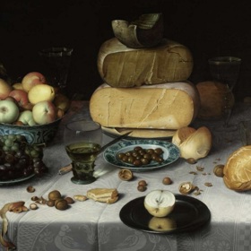 Stilleven met fruit, noten en kazen van Floris Claesz. van Dijck