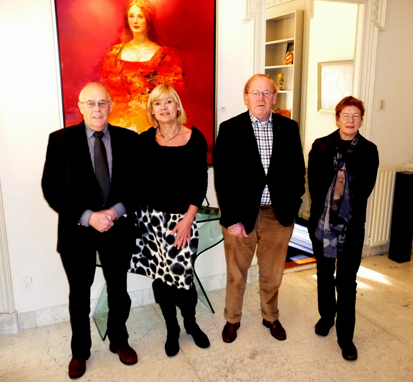Het eerste bestuur van Rijnlandse Geschiedenis, vlnr Joop Kret, Miep Smitsloo, Wim Bleijie, José Niekus, Rijnlandse Geschiedenis 