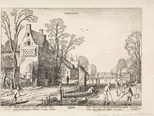 prent met winterlandschap