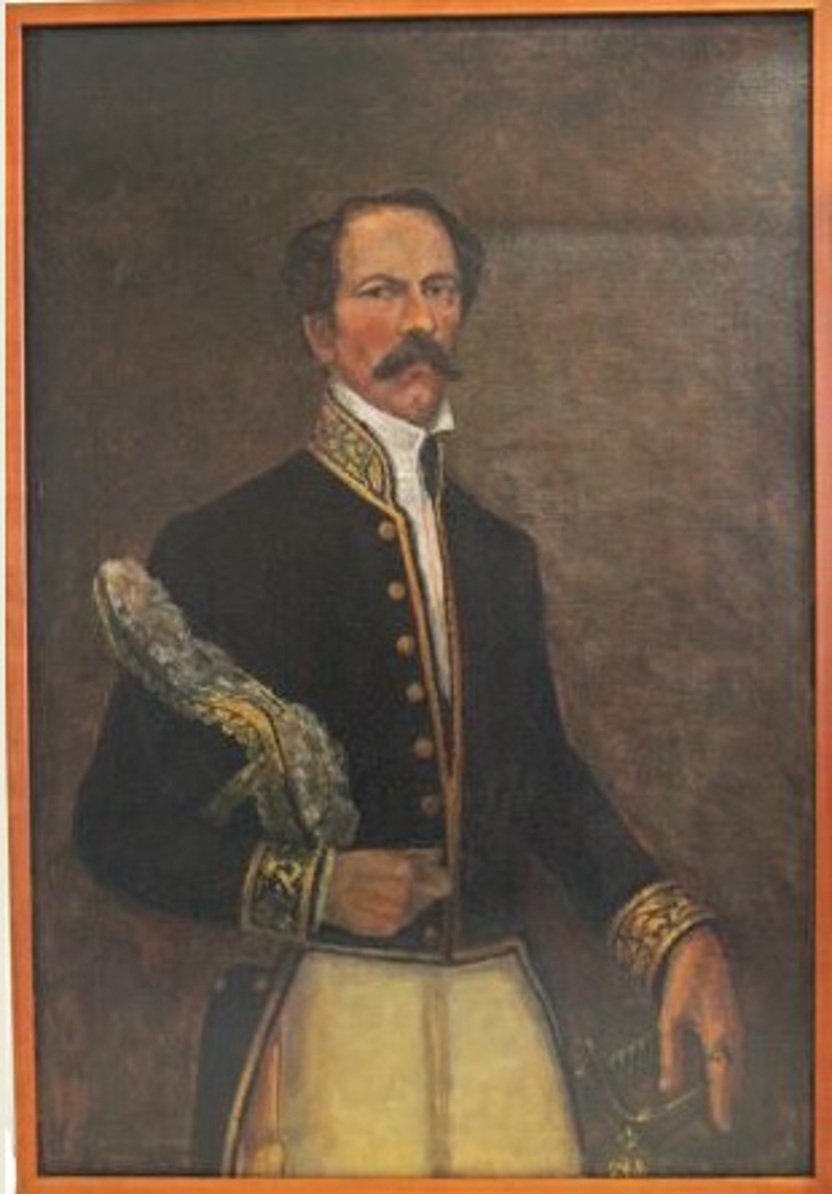 Portret van A.M. de Rouville in ambtskostuum, geschilderd door zijn kleinzoon (collectie Historisch Museum Den Briel, nr. 0195)
