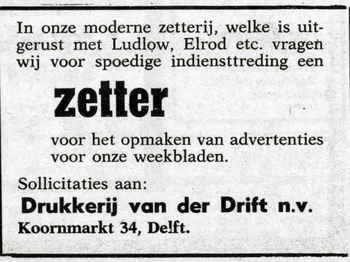 Vacature, 1968