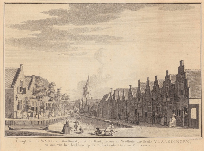 Gezicht op de Waal, prent van Cornelis Pronk (Collectie Stadsarchief Vlaardingen)