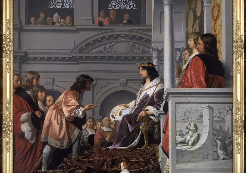 Verbeelding van de handvestverlening door graaf Willem II van Holland in 1255 aan de heemraden van Rijnland, circa 1655. Collectie van Hoogheemraadschap van Rijnland (Leiden), KGV-000057.