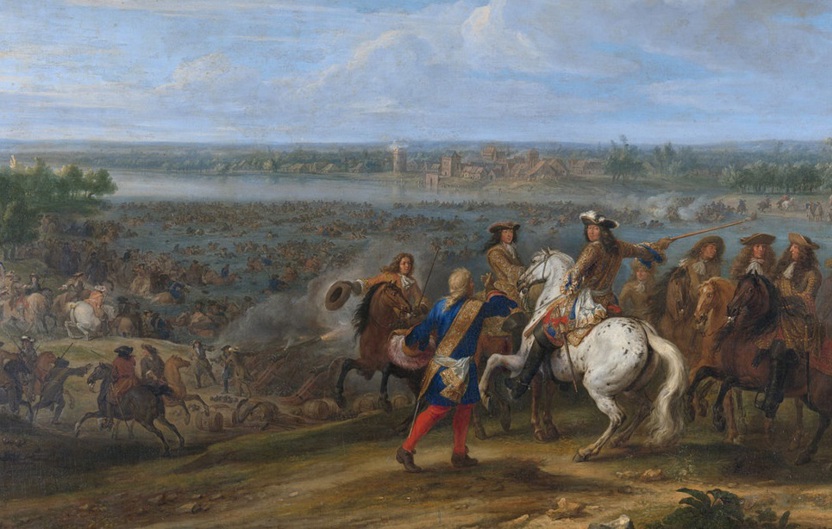 De Franse koning Lodewijk XIV steekt de Rijn over (Bron: Collectie Rijksmuseum)